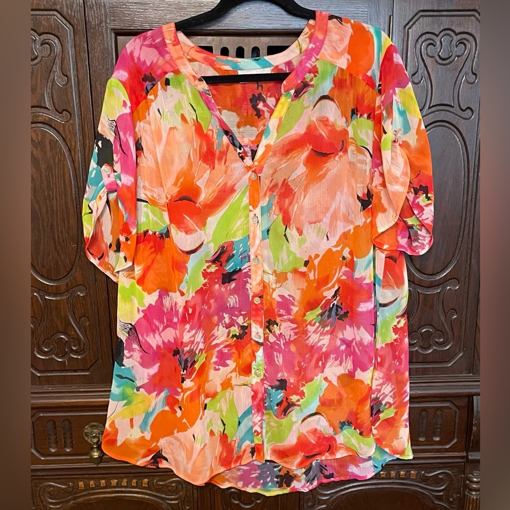 Dressbarn Multicolor Floral Blouse